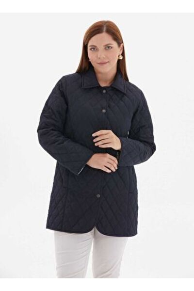 Selen Lacivert Kadın Polo Normal Kapitone Mont 24KSL6110-BB