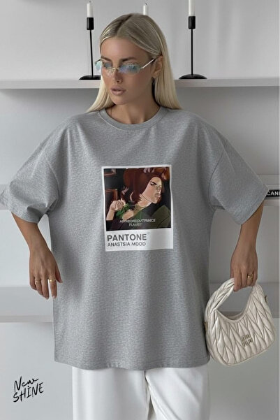 New Shine Pantone cu imprimeu supradimensionat tricou