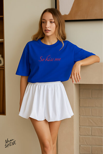 New Shine تي شيرت So Kiss Me مطبوع قصة فضفاضة