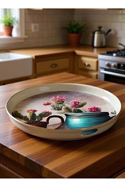 BYART Circular serving tray, mirror model with pattern