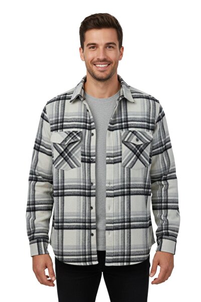 rasstmen Men's Winter Double Pocket Hooded Lumberjack Shirt Bgl-St04869