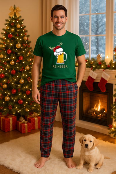 MVRDAR Set pijamale barbati bumbac Colectia Grinch Christmas, sarbatori de Cr...