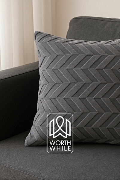 Worth While WorthWhile Mi̇ora Plush Cushion Cover – Anthracite Color (43X43 • 50X50 • 30X50 • 40X60 Size Options Available) – 1 Piece