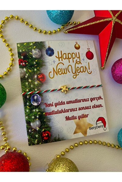BeryDenz Şans Yoncalı Bileklik/Yılbaşı Şans Bilekliği(Kartlı+Hediye Paketli)