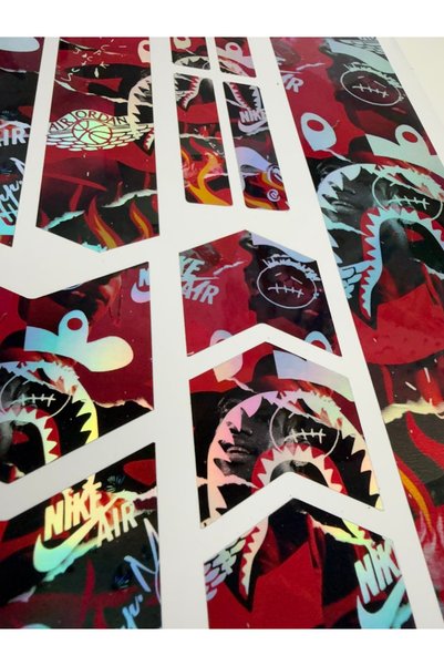ca kay bu Streetwear Shark Style Holografik Bisiklet Kadro Sticker Seti – 12 Parça – Suya Dayanıklı,