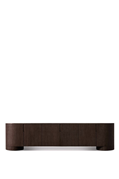 Latanwood Poseidon Koyu Kahve Meşe Ahşap 6 Kapaklı TV Konsolu