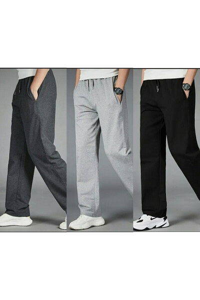 TORUK MAKTO 3 Pieces Unisex Regular Black Gray Anthracite Pipe Leg Sweatpants