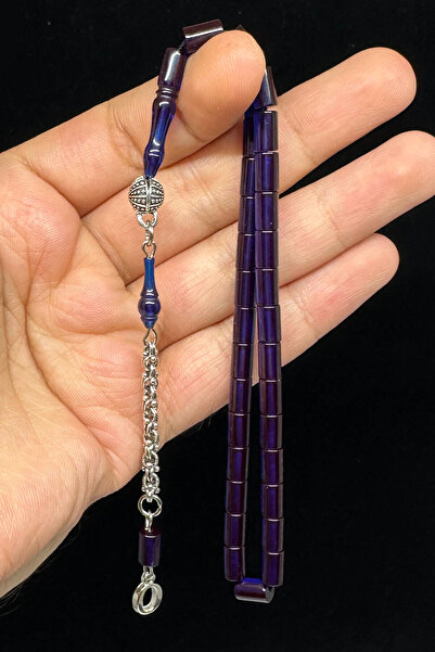 Fabula Silver Kişiye Özel Harfli Kesme Model Mor Renk Ateş Kehribar Tesbih