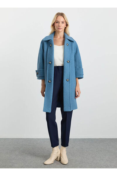 Selen Mavi Kadın Standart Desenli Kaban 25KSL9526