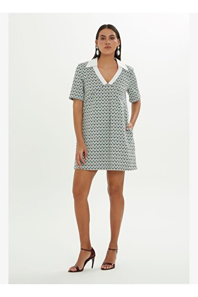 GIZIA SPORT Polo Yakalı Desenli Mini Elbise