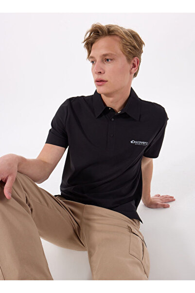 Discovery Expedition Siyah Erkek Relaxed Baskılı Polo T-Shirt D5SM-TST3855