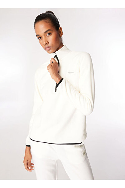 Discovery Expedition Beyaz Kadın Dik Yaka Basic Polar Sweatshırt D4WL-SWT3929