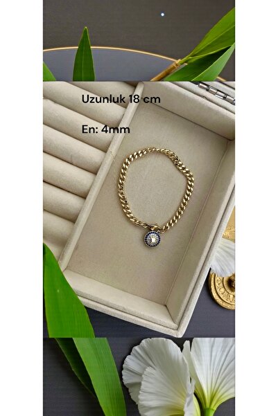 Butik XUping 14k Nazar Boncuklu Bileklik 18 cm- Kararmaz Çelik Kadın Bileklik