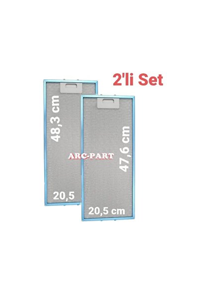 ARC-PART SİLVERLİNE 1140 W6 ASPİRATÖR ALÜMİNYUM FİLTRE - 2'Lİ SET - (20,5x48,...