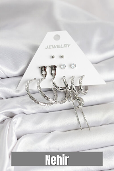 Nehir طقم أقراط نسائية مكون من 6 قطع من النحاس الفضي هدية لعيد الحب والأمهات ...