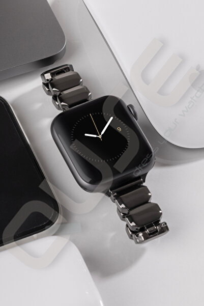 Quse Onyx Steel Band Compatible with Apple Watch – Black – 44Mm/45Mm/46Mm & Series 1–3 42mm