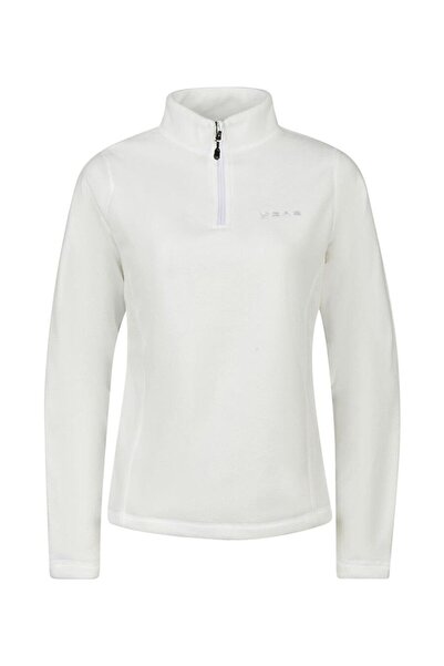 2AS Camila Kadın Yarım Fermuarlı İnce Polar Sweatshirt Beyaz