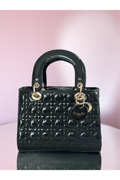 ÇANTA Piele neagră lăcuită El And geantă de umăr