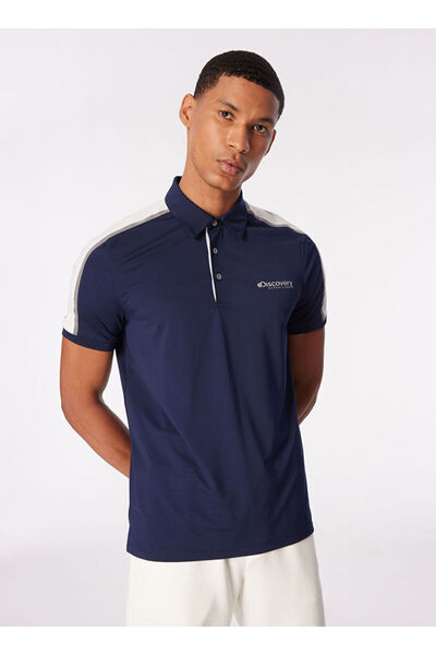Discovery Expedition Lacivert Erkek Polo Yaka Basic Blok Desenli Polo T-Shirt...