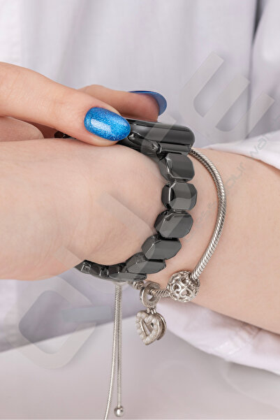 Quse Onyx Steel Band Compatible with Apple Watch – Black – 44Mm/45Mm/46Mm & Series 1–3 42mm