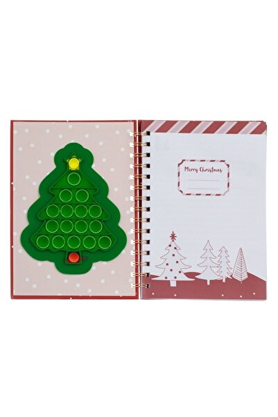 OEM Christmas Notebook A5 Red with White Snowflakes and Green Pop It Tree - 80 Pages