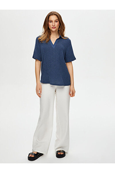 Faik Sönmez Polo Yaka Kendinden Dokulu Kısa Kol T-Shirt S25TSH054