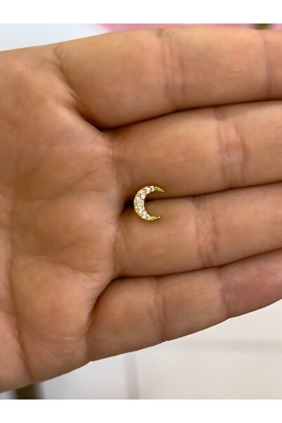 Hicrans Takı TAŞLI AY MODEL ÇELİK HELİX TRAGUS KÜPESİ