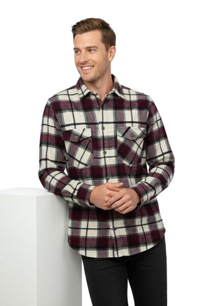 wolente Men's Winter Double Pocket Hooded Lumberjack Shirt Bgl-St04930