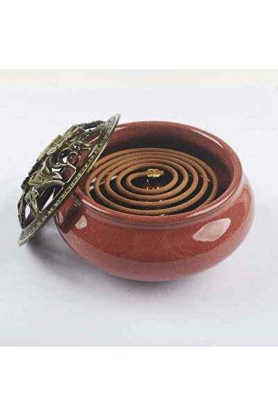 GENERİC 1 Ceramic Conical Incense Holder with Metal Alloy Lid