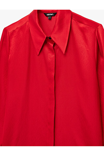 Koton Cămașă din satin cu mânecă lungă și guler clasic, cu croială normală