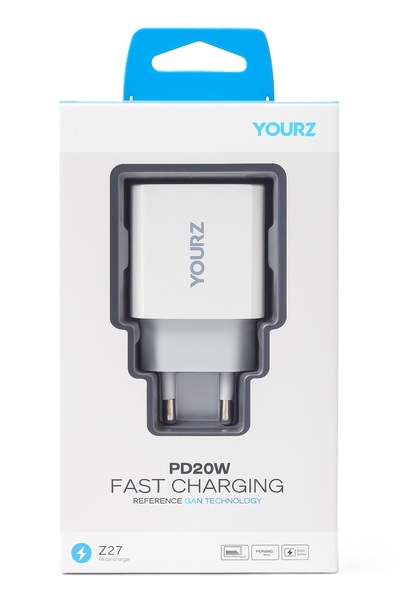 YOURZ Dual PD 35W Z27 charger, USB-A and USB-C, white