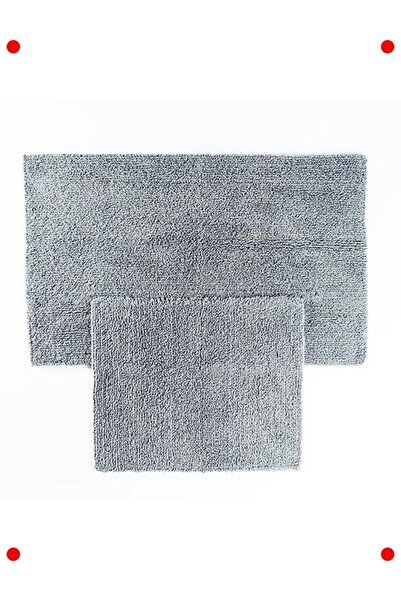 markentegra 100% Cotton 2-Piece Gray Bathroom Rug Set