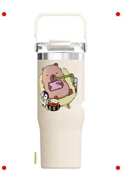 markentegra 950 ml Steel Thermos Mug (with Straw and Handle)