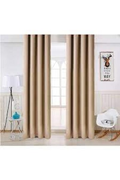 MRC Tekstil Bej Karartma Işık Geçirmez Blackout Saten Güneşlik Perde Tek Kana...