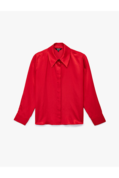 Koton Cămașă din satin cu mânecă lungă și guler clasic, cu croială normală