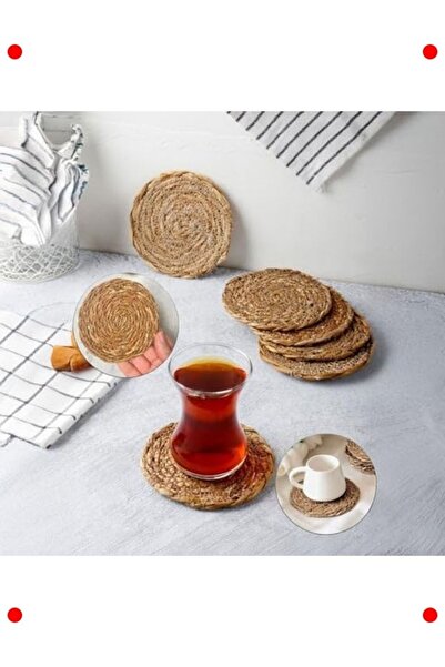 markentegra Handmade Wicker Coaster Set - Round 6 Pieces