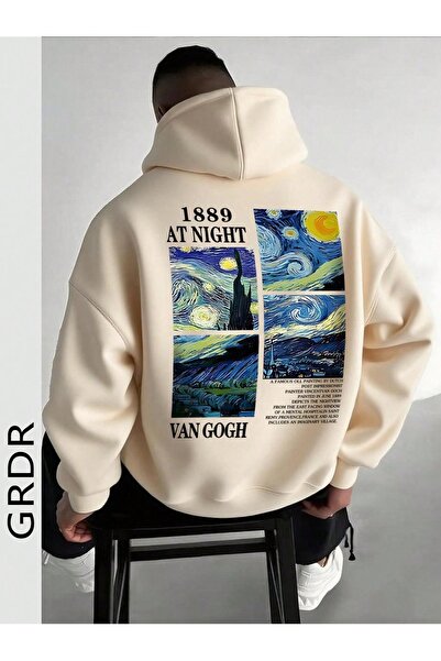 CLASSY.MODA Преміум унісекс-светр з капюшоном Oversize – «Nocturne 1889» Зоряна ніч, натхненна мистецтвом