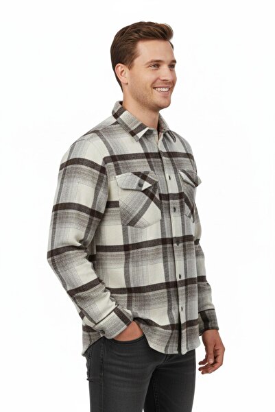 wolente Men's Winter Double Pocket Hooded Lumberjack Shirt Bgl-St04930