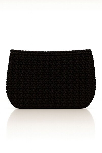 ESCBUTİK Women's Straw Hand Portfolio Black