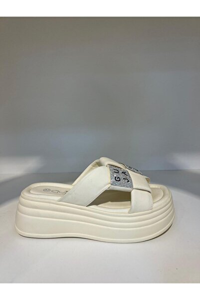 Guja 25Y409-2 Kadın Yüksek Dolgu Taban Taşlı Premium Terlik