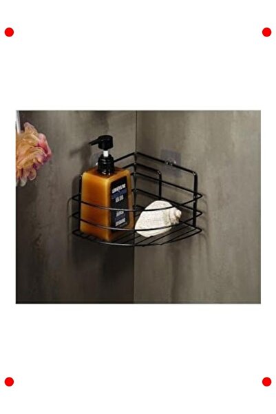 ulupazarlama Stainless Adhesive Bathroom Corner Shelf - Black