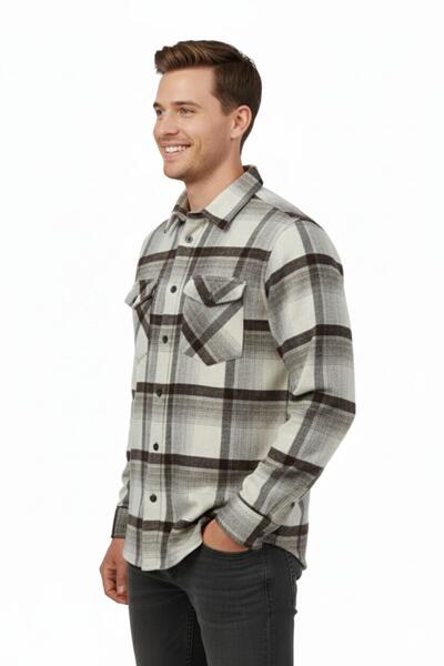 wolente Men's Winter Double Pocket Hooded Lumberjack Shirt Bgl-St04930