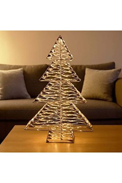 Craciun Decorative Metallic Gold Christmas Tree with Ribbon & 600 LED Bulbs & Timer 42x11x60cm - Warm White