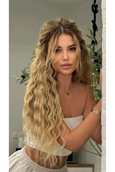 Trendpostiş 3 lü Set – Bal Köpüğü Yarımay Dalgalı Çıtçıtlı Saç Postiş 60 cm 1...
