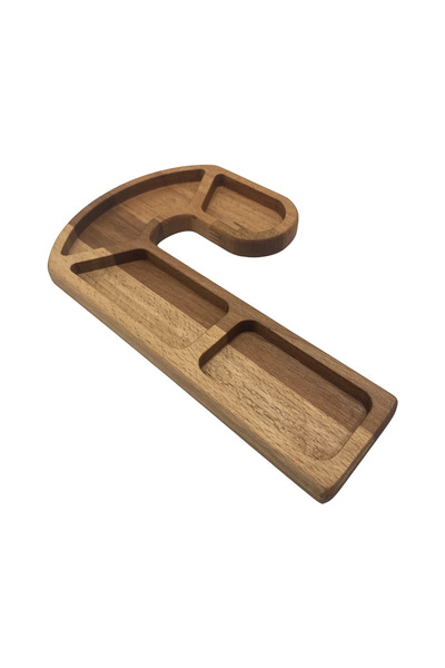 GOLDENWOODEN Christmas Presentation Plate Christmas Candy Cane Natural Wooden Cookie Plate (Beech / Hornbeam)(1 Piece)