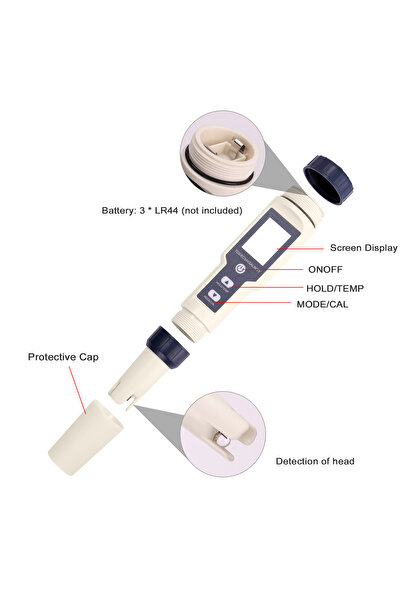 TFIXOL 5-in-1 Multi-parameter Water Quality Tester (pH/EC/TDS/Salinity/Temperature)