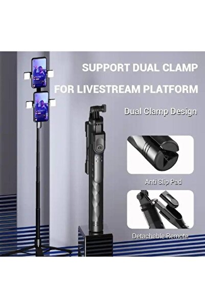 Yesido Aluminum Alloy Selfie Stick Tripod 170cm with Wireless Remote & LED Light