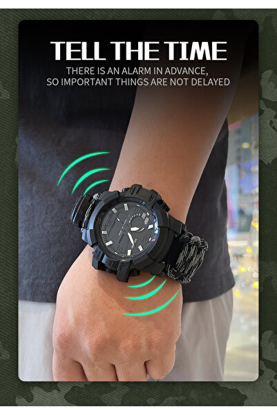 shiyunmei Lifeline dual display electronic watch, field emergency flint whistle compass, men's sports watch