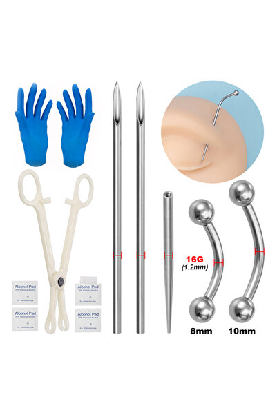 Choice OT14045-10MX Body Piercing Kit Surgical Steel Threaded Taper Pin Needl...