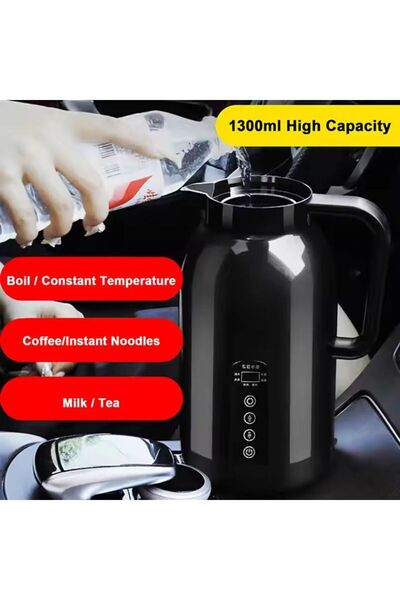 Generic Car Electric Kettle Stainless Steel Travel Mug Coffee Warmer Heater Portable Black